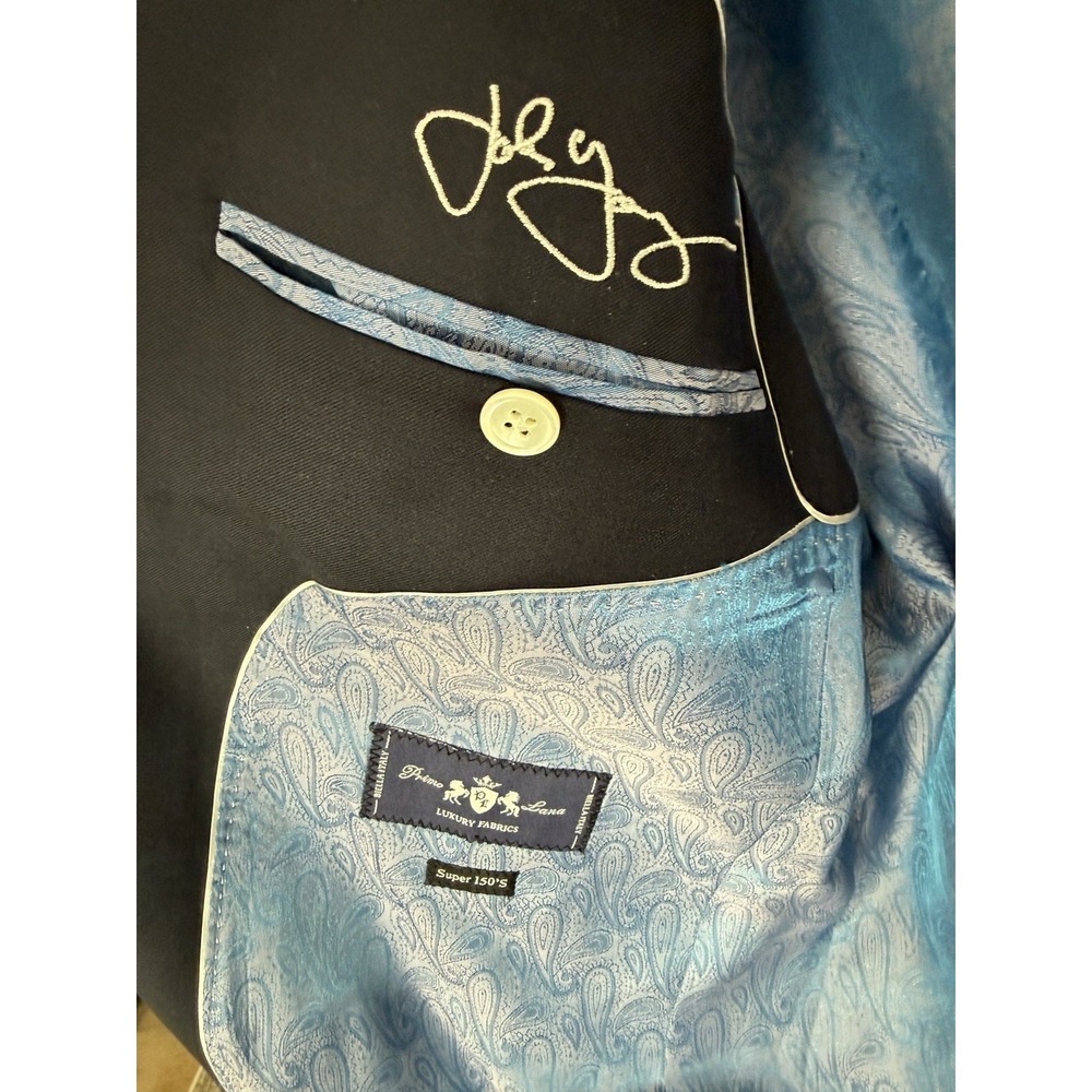 Sam Surin Bespoke Tailor Super 150's Fine Italian Wool Navy‎ Sport Coat 48L Luxe - Picture 7 of 14